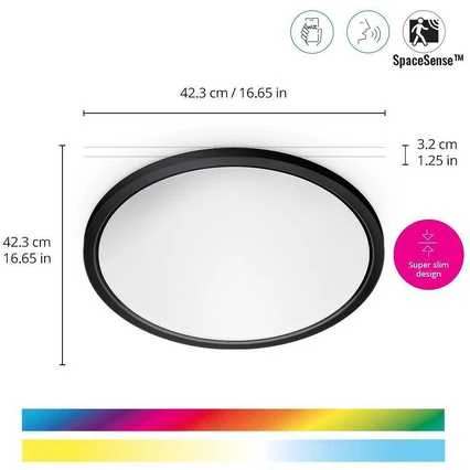 Lubinis šviestuvas WiZ Superslim RGB,22W,2700-6500 (RGB),IP20,juodas