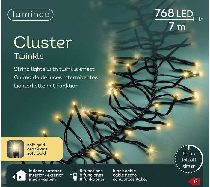 Lumineo Cluster twinkle koristevalosarja ulkokäyttöön, 6 metriä