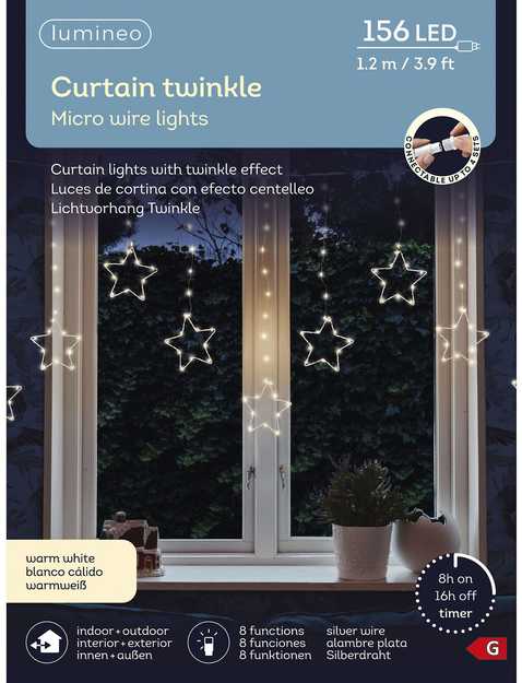 Lumineo Micro LED star twinkle koristevalosarja ulkokäyttöön, 120 x 60 cm