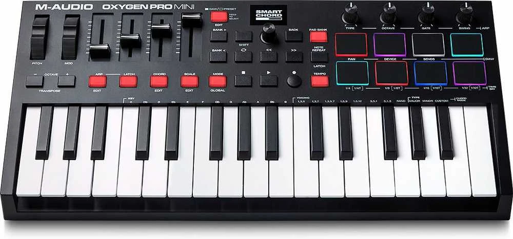 MIDI klaviatūra M-AUDIO Oxygen Pro Mini, juoda