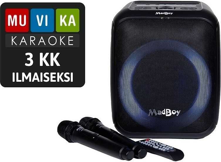 Madboy Audio ﻿MadBoy TOTAL S akkukäyttöinen karaokelaite langattomilla mikrofoneilla