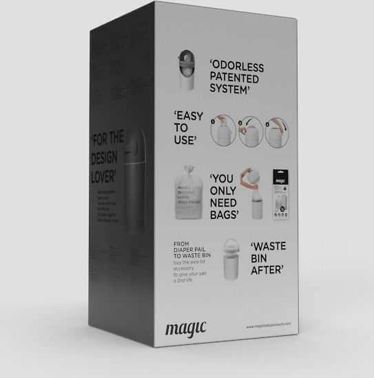 Sauskelnių šiukšliadėžė Magic Majestic, 25 sauskelnėms, tamsiai pilka + 15 maišelių