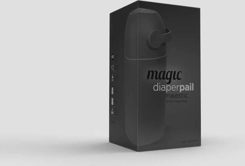 Sauskelnių šiukšliadėžė Magic Majestic, 25 sauskelnėms, tamsiai pilka + 15 maišelių