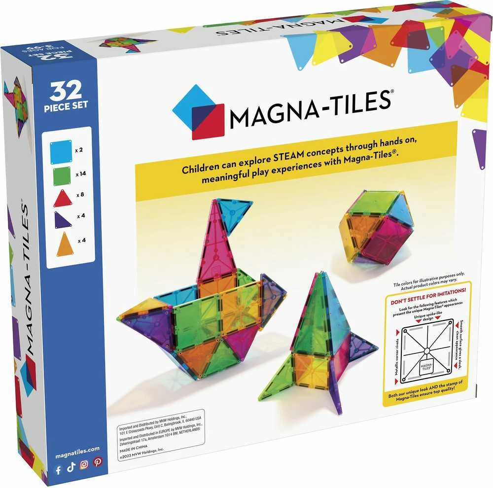 MAGNA-TILES Magnetinis permatomas konstruktorius, 32 det.