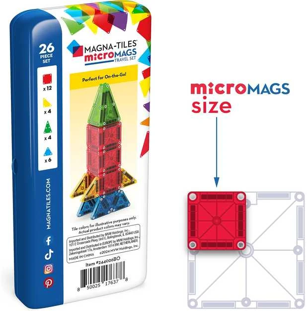MAGNA-TILES MICROMAGS Kelioninis konstruktorius, 26 det.