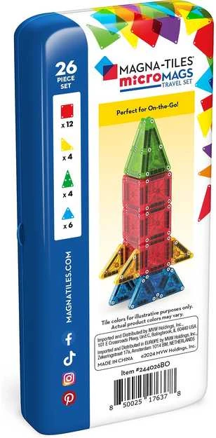 MAGNA-TILES MICROMAGS Kelioninis konstruktorius, 26 det.