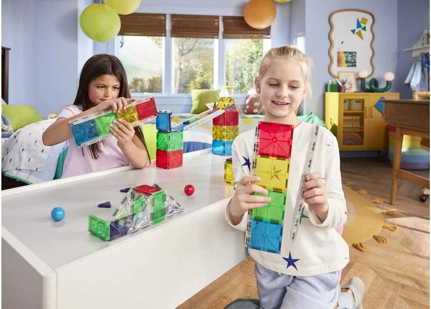 MAGNA-TILES - „Rail Racers Deluxe™“ 90 dalių rinkinys (90361)