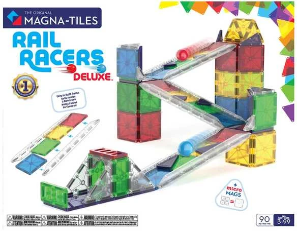 MAGNA-TILES - „Rail Racers Deluxe™“ 90 dalių rinkinys (90361)