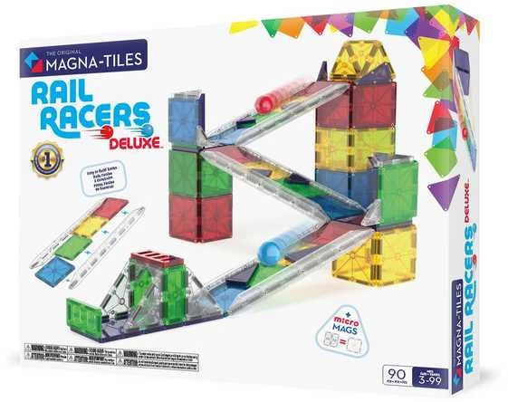 MAGNA-TILES - „Rail Racers Deluxe™“ 90 dalių rinkinys (90361)