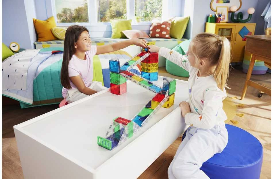 MAGNA-TILES - „Rail Racers Deluxe™“ 90 dalių rinkinys (90361)