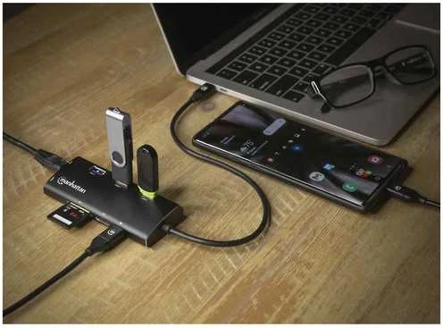 Adapteris USB Manhattan MANHATTAN USB -C 3.2 Gen 1-Adapteris,HDMI,USB,USB-C-PD,RJ45,SD