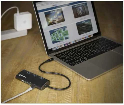 Adapteris USB Manhattan MANHATTAN USB -C 3.2 Gen 1-Adapteris,HDMI,USB,USB-C-PD,RJ45,SD