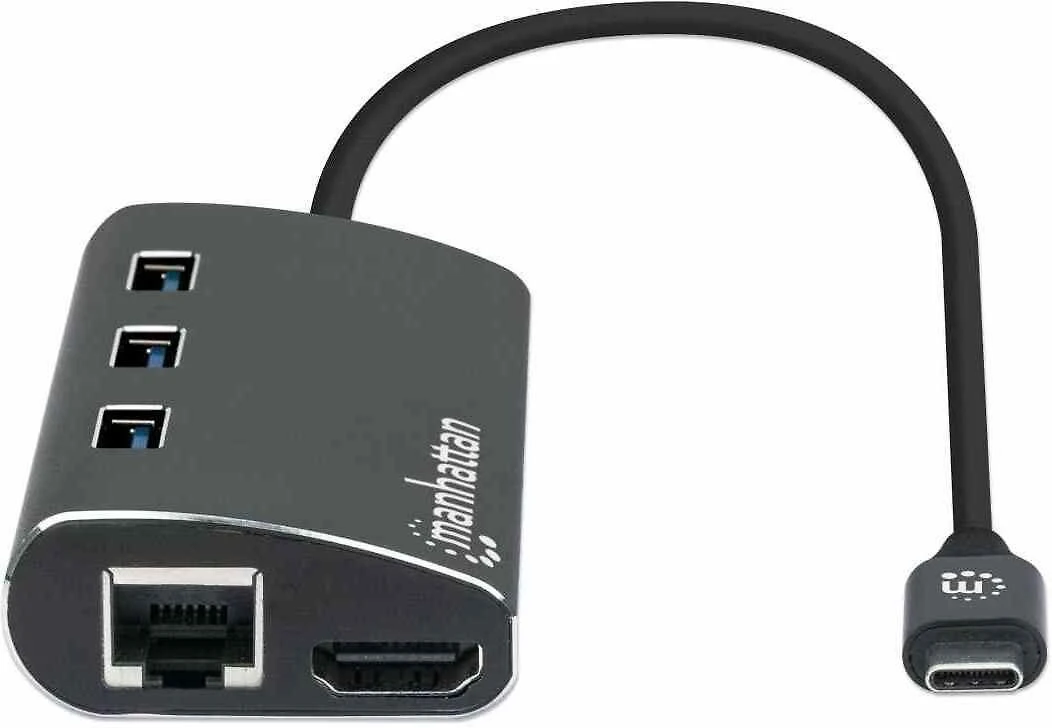 Adapteris USB Manhattan MANHATTAN USB -C 3.2 Gen 1-Adapteris,HDMI,USB,USB-C-PD,RJ45,SD