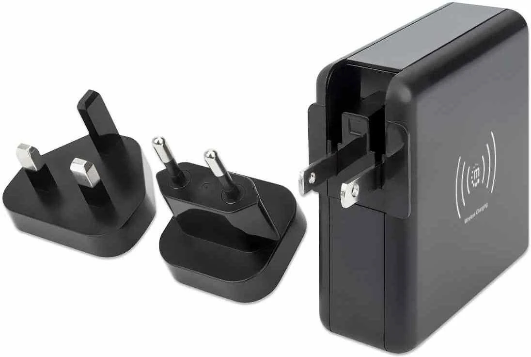 Manhattan Traveller - „4-in-1“ atsarginis maitinimo šaltinis ir kintamosios srovės įkroviklis