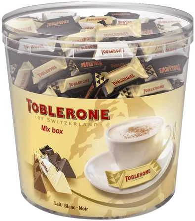 Multi Šokoladiniai „Toblerone“ saldainiai mažytėje mišinio dėžutėje 904 g. Pieniškas/baltas/juodas. Maždaug 113 vnt., 904 g/dėžutėje - (904 vnt.)