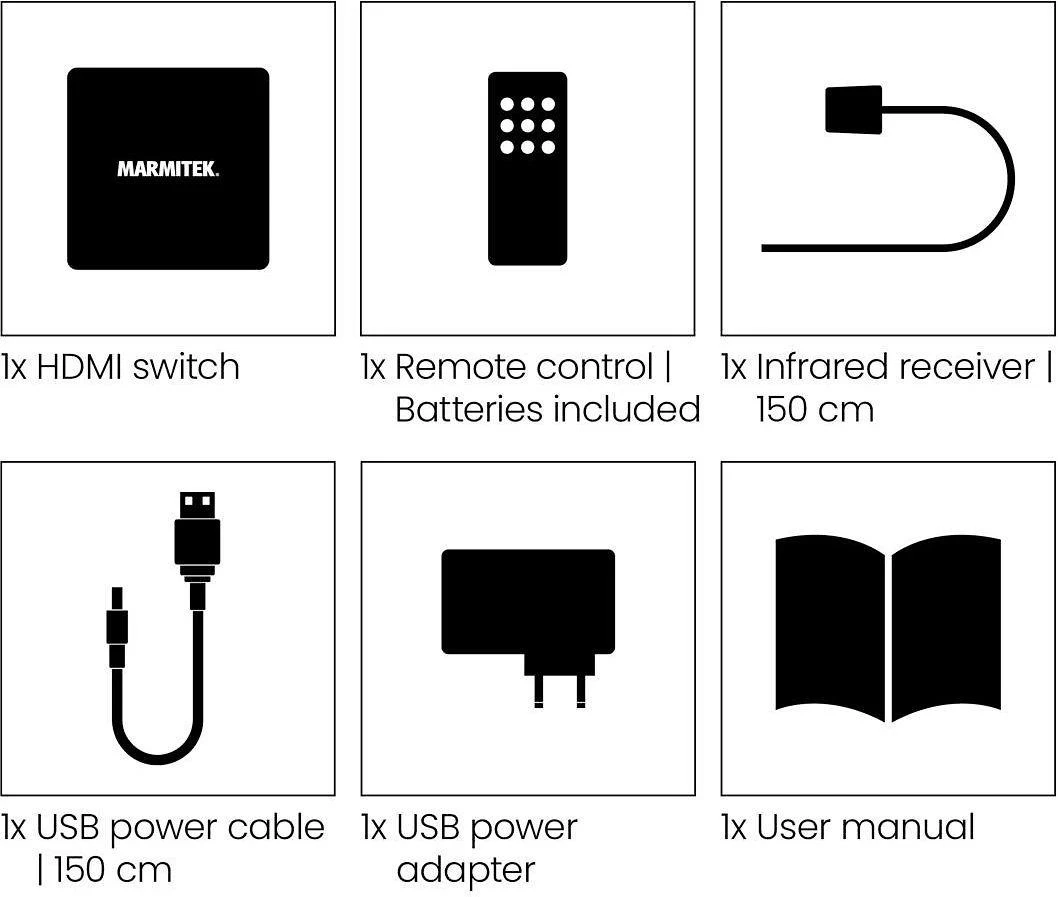 „Marmitek Connect 310 UHD 2.0“, HDMI, 2.0b, juodas, 18 Gbit/s, 600 MHz, 2560 x 2048 pikselių