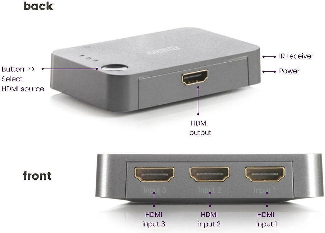 „Marmitek Connect 310 UHD 2.0“, HDMI, 2.0b, juodas, 18 Gbit/s, 600 MHz, 2560 x 2048 pikselių