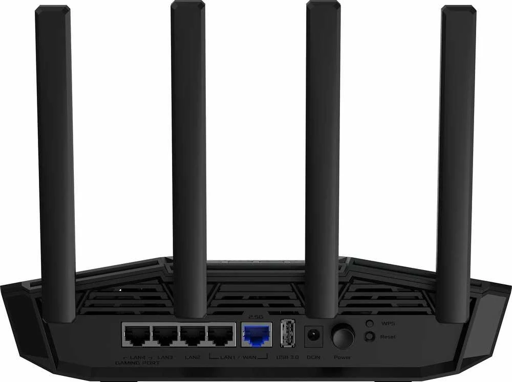 Asus | Dviejų dažnių žaidimų maršrutizatorius | TUF-BE3600 | 802.11ax | 10/100/1000 Mbit/s | Ethernet LAN (RJ-45) jungtys 5 | Tinklo palaikymas: Taip | MU-MiMO: Ne | Mobilusis plačiajuostis ryšys: Ne | Antenos tipas: Išorinė | 1x USB 3.2 Gen 1