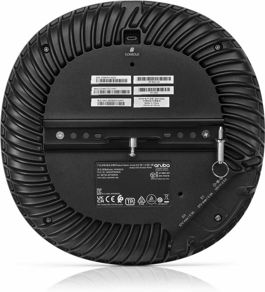 Maršrutizatorius Hewlett Packard (HP) HPE Aruba Networking AP-635 (RW) Tri Radio 2×2 802.11ax Wi-Fi 6E Internal Antennas Campus AP 2400 Mbit/ai Balta Maitinimas per Eternetą (PoE)