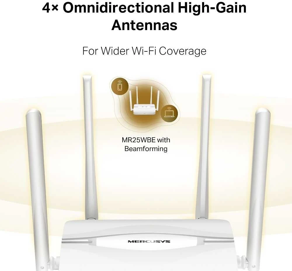 Maršrutizatorius MERCUSYS MR25WBE EasyMesh WiFi7 maršruto parinktuvas (BE3600, 2,4 GHz / 5 GHz, 1xGbEWAN, 3xGbELAN)