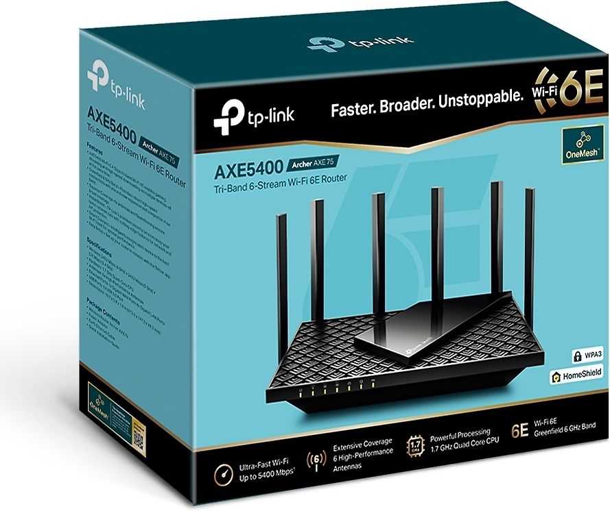 TP-LINK Archer AXE75 trijų dažnių WiFi6E maršrutizatorius
