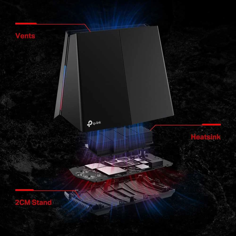 Maršrutizatorius TP-Link Archer GE550 Gaming-router, Tri-Band WiFi 7, 9.220 Mbit/s, Mesh, RGB - juodas