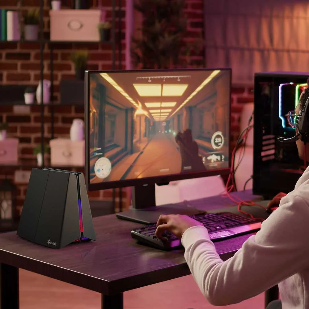 Maršrutizatorius TP-Link Archer GE550 Gaming-router, Tri-Band WiFi 7, 9.220 Mbit/s, Mesh, RGB - juodas