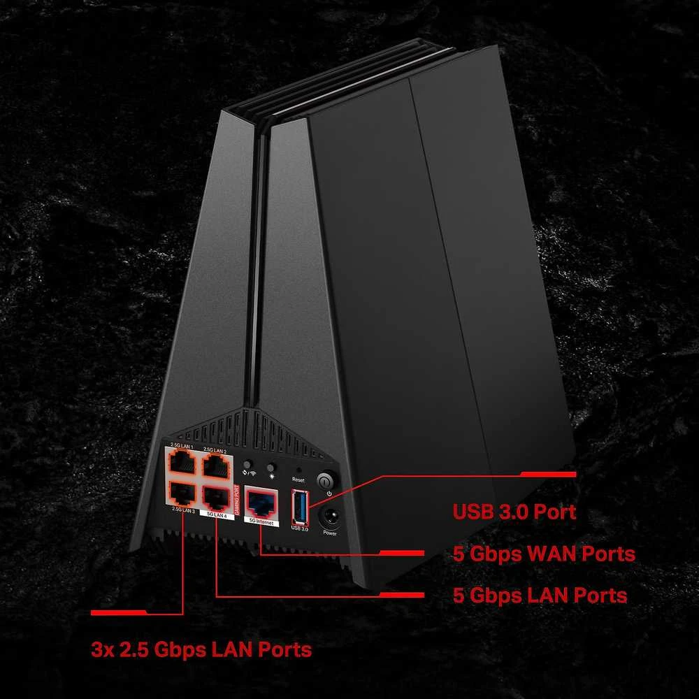 Maršrutizatorius TP-Link Archer GE550 Gaming-router, Tri-Band WiFi 7, 9.220 Mbit/s, Mesh, RGB - juodas