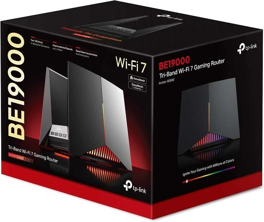 TP-LINK | BE19000 Tri Band Wi-Fi 7 Gaming Maršrutizatorius | Archer GE800 | 802.11be | 1376 Mbit/s | Ethernet LAN (RJ-45) jungtys 1 | Mesh Support No | MU-MiMO No | No mobile broadband
