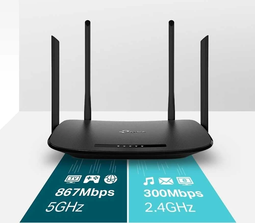TP-LINK Archer VR300 AC1200 - Wi-Fi 5 (802.11ac) - Dviejų juostų (2,4 GHz / 5 GHz) - Ethernet LAN - VDSL2 - Juodas - Stalinis maršrutizatorius