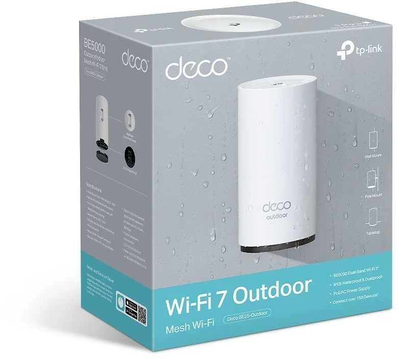 TP-LINK BE3600 lauko/vidaus Mesh WiFi 7 maršrutizatorius | Deco BE25-Outdoor (1 vnt. pakuotė) | 802.11ax | 2.4 GHz / 5 GHz | MU-MiMO Ne | PoE įvestis