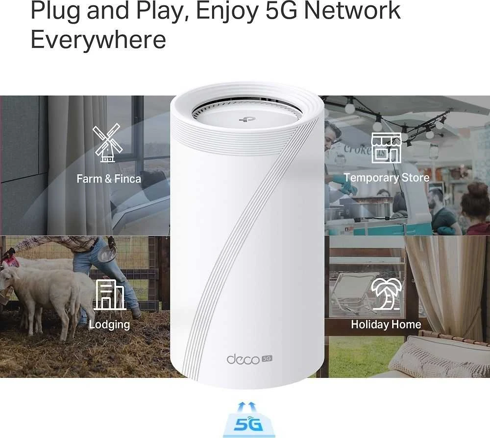 Maršrutizatorius TP-Link Deco BE65-5G WiFi 7 Mesh sistema 5G BE11000 Tri-Band, 3x 2.5 GbE LAN/WAN