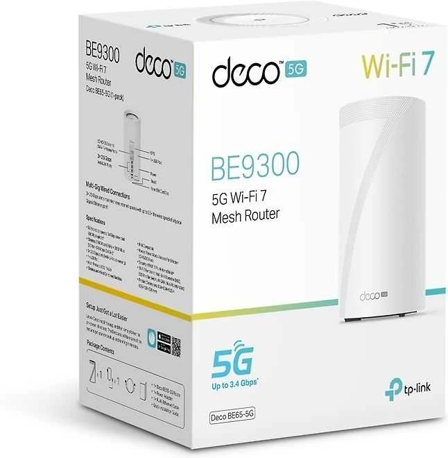 Maršrutizatorius TP-Link Deco BE65-5G WiFi 7 Mesh sistema 5G BE11000 Tri-Band, 3x 2.5 GbE LAN/WAN