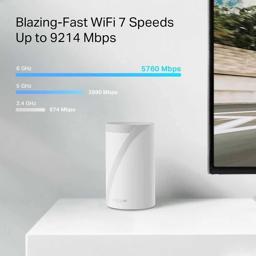 Maršrutizatorius TP-Link Deco BE65-5G WiFi 7 Mesh sistema 5G BE11000 Tri-Band, 3x 2.5 GbE LAN/WAN
