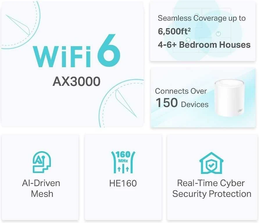 Maršrutizatorius TP-LINK Deco X50 AX3000 WiFi 6 -Mesh-järjestelmä, 3-pack