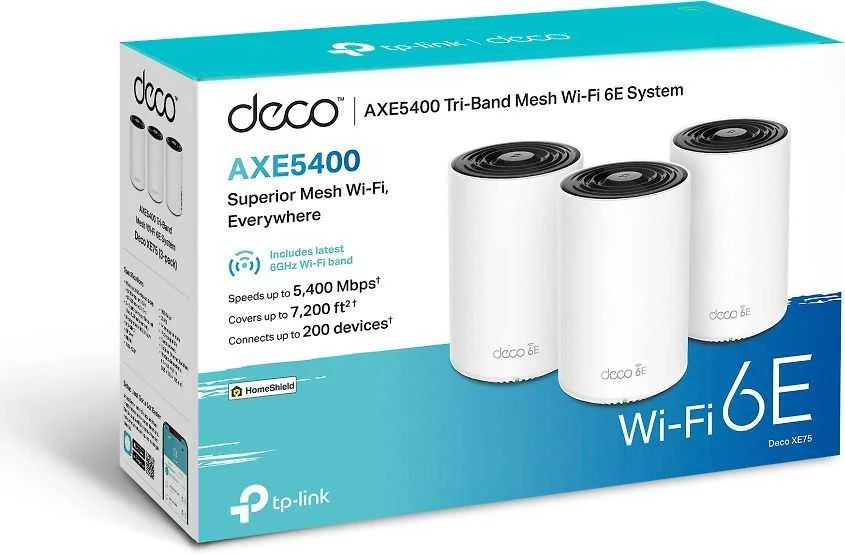 Maršrutizatorius TP-LINK Deco XE75 Tri-Band WiFi 6E -Mesh-järjestelmä, 3-pack