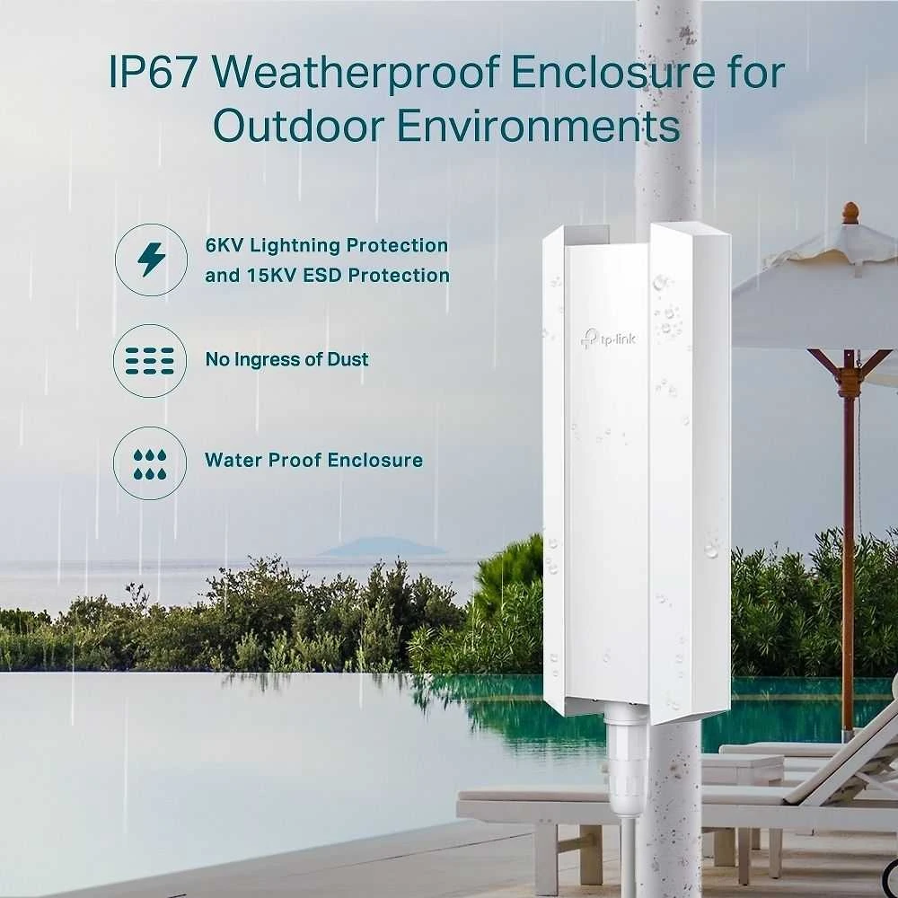 TP-LINK | AX1800 vidinis/lauko „WiFi“ 6 prieigos taškas | EAP610-Outdoor | 802.11ax | 2,4 GHz/5 GHz | 1201+574 Mbit/s | 10/100/1000 Mbit/s | Ethernet LAN (RJ-45) jungtys: 1 | MU-MiMO: Taip | PoE įvestis | Antenos tipas: vidinė