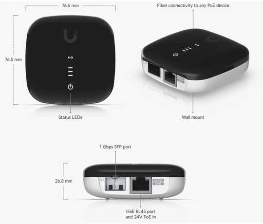 Maršrutizatorius Ubiquiti Networks UF-AE network media converter 1000 Mbit/s Juodas