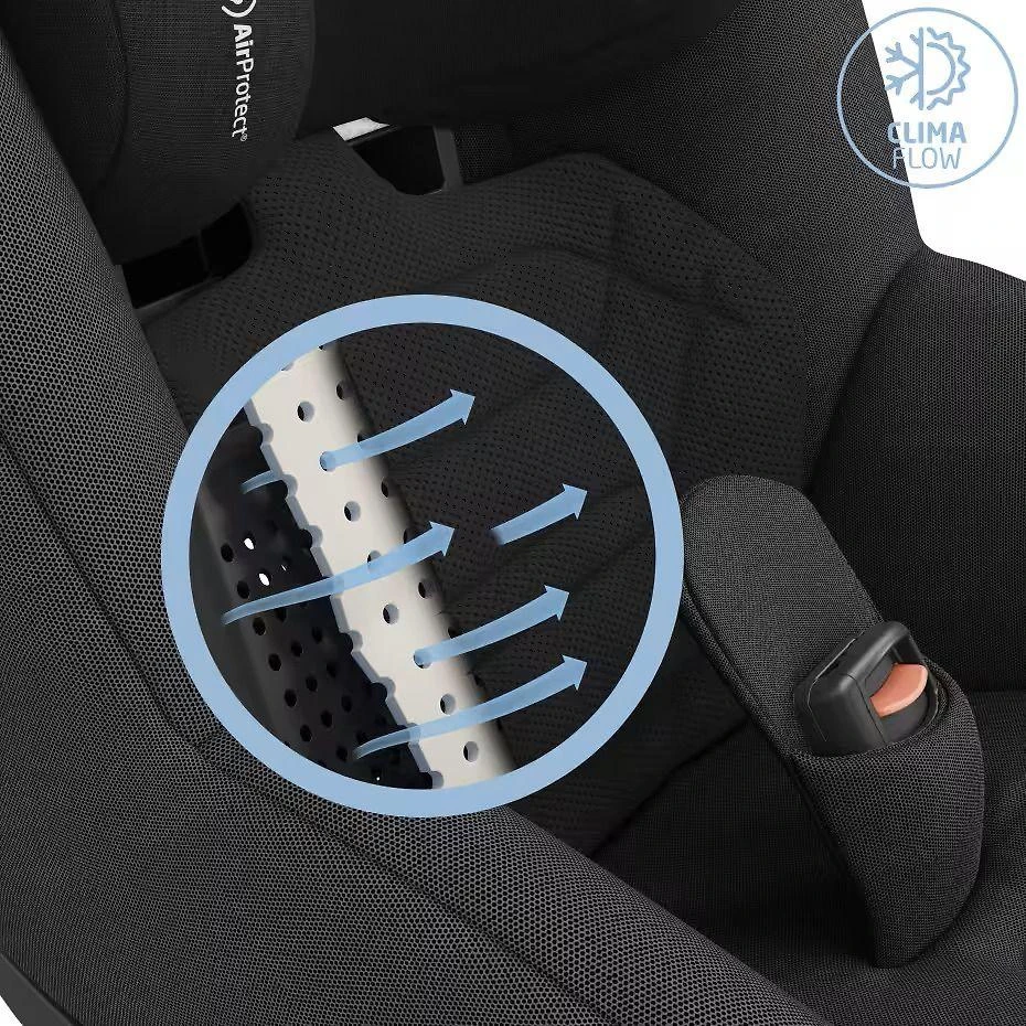 Maxi-Cosi Pearl 360 PRO - sukamasis, wysuwany fotelik automobilinis ~0-18 kg, siedzisko | Authentic Juodas