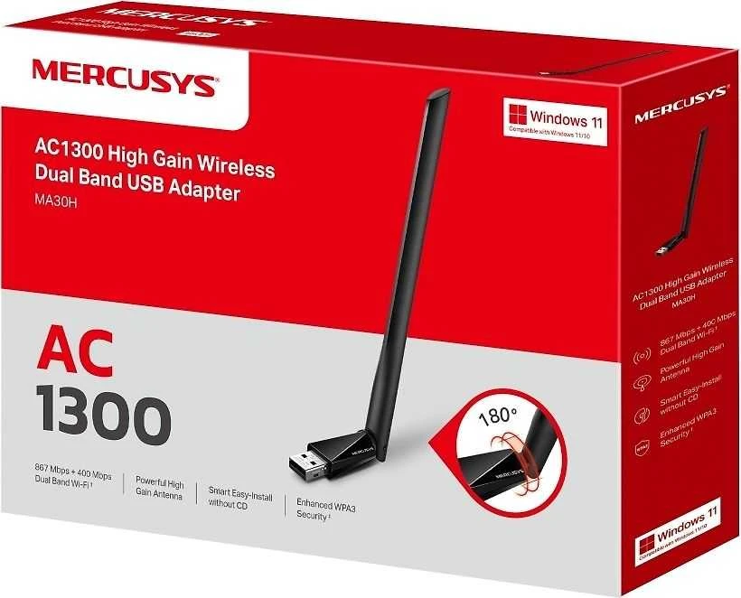 Mercusys AC1300 High Gain Wi-Fi USB adapteris | MA30H