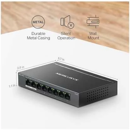 Šakotuvas Mercusys MS108GP -7 -porttinen PoE+ kytkin