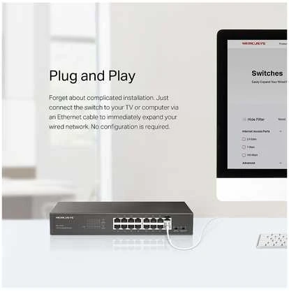 Šakotuvas Mercusys MS116GS Network Switch Juodas