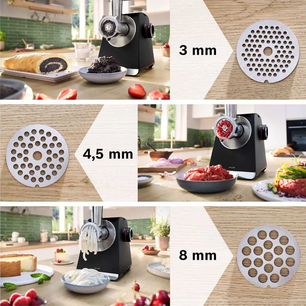 Bosch MFWS682B Serija 6, Mėsmalė, MultiPower, 2100 W, Juoda, sidabrinė metalo