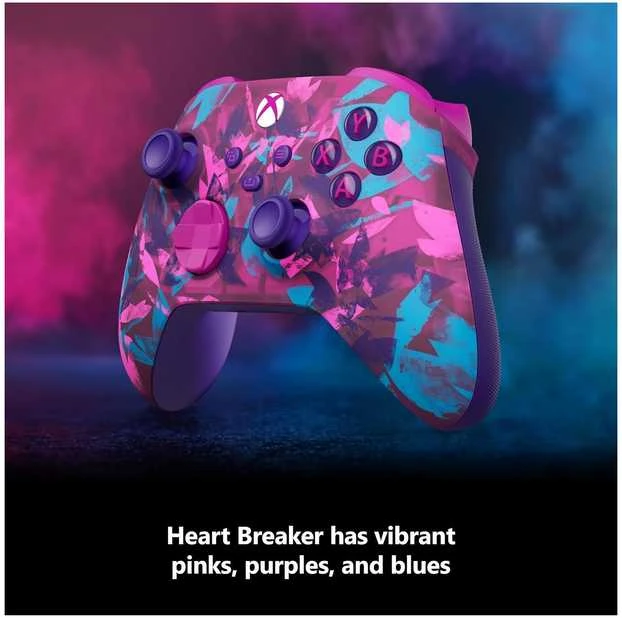 „Microsoft XBOX“ belaidis valdiklis – „Heart Breaker Special Edition“ Mėlyna, Rožinė, Violetinė „Bluetooth“ žaidimų pultas Analoginis / skaitmeninis „Android“, asmeniniams kompiuteriams, „XBOX One“, „XBOX Series S“, „XBOX Series X“, „iOS“
