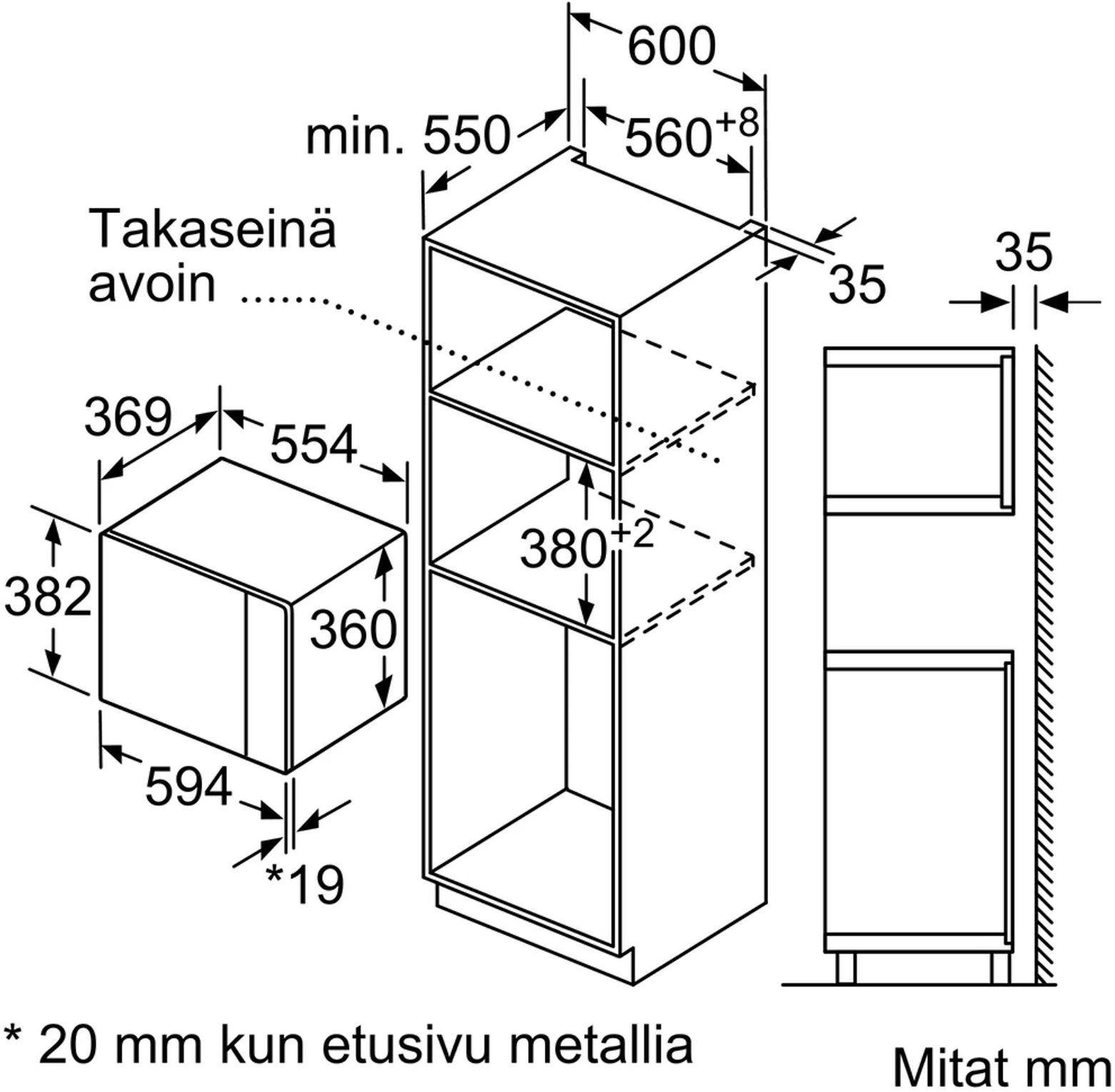Bosch BFL554MS0 Serija 6, Įmontuojamoji mikrobangų krosnelė, Nerūdijančio plieno