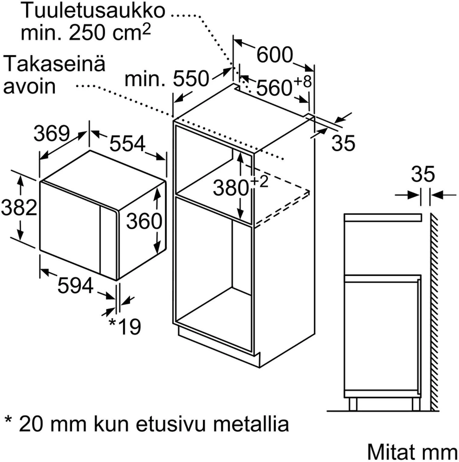 Bosch BFL554MS0 Serija 6, Įmontuojamoji mikrobangų krosnelė, Nerūdijančio plieno