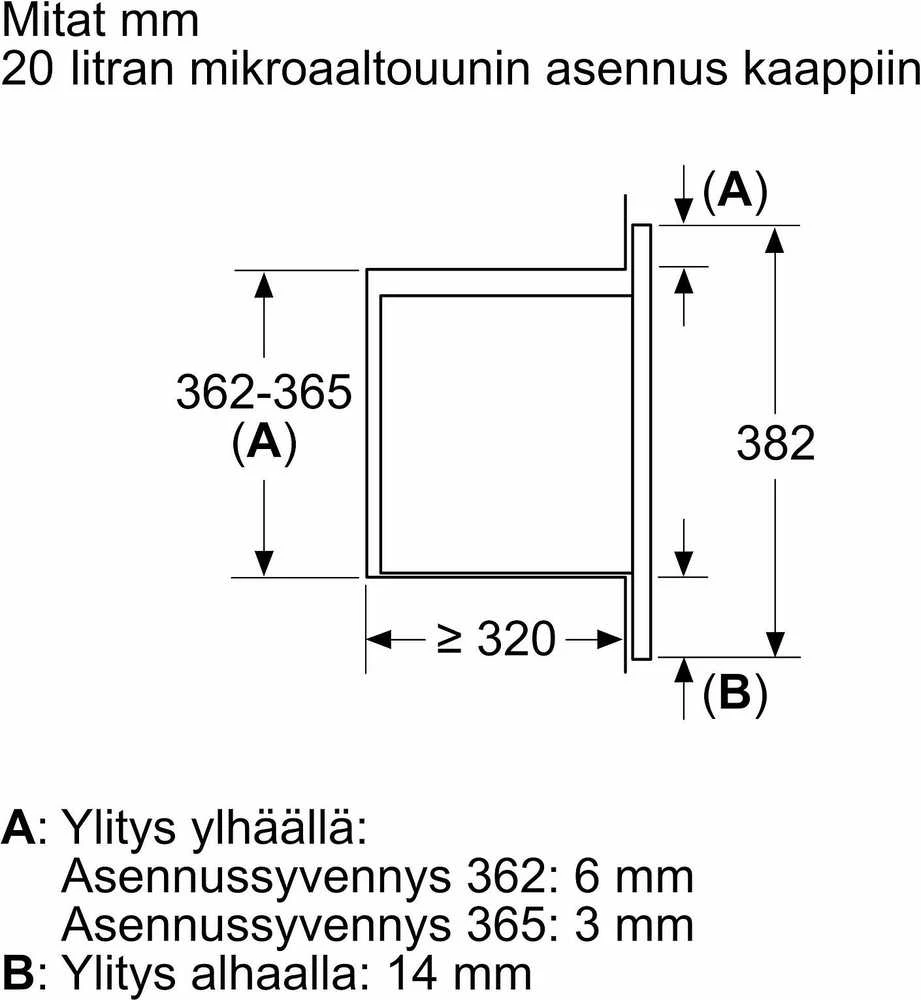 Bosch BFL623MS3 Serija 2, Įmontuojamoji mikrobangų krosnelė, Nerūdijančio plieno