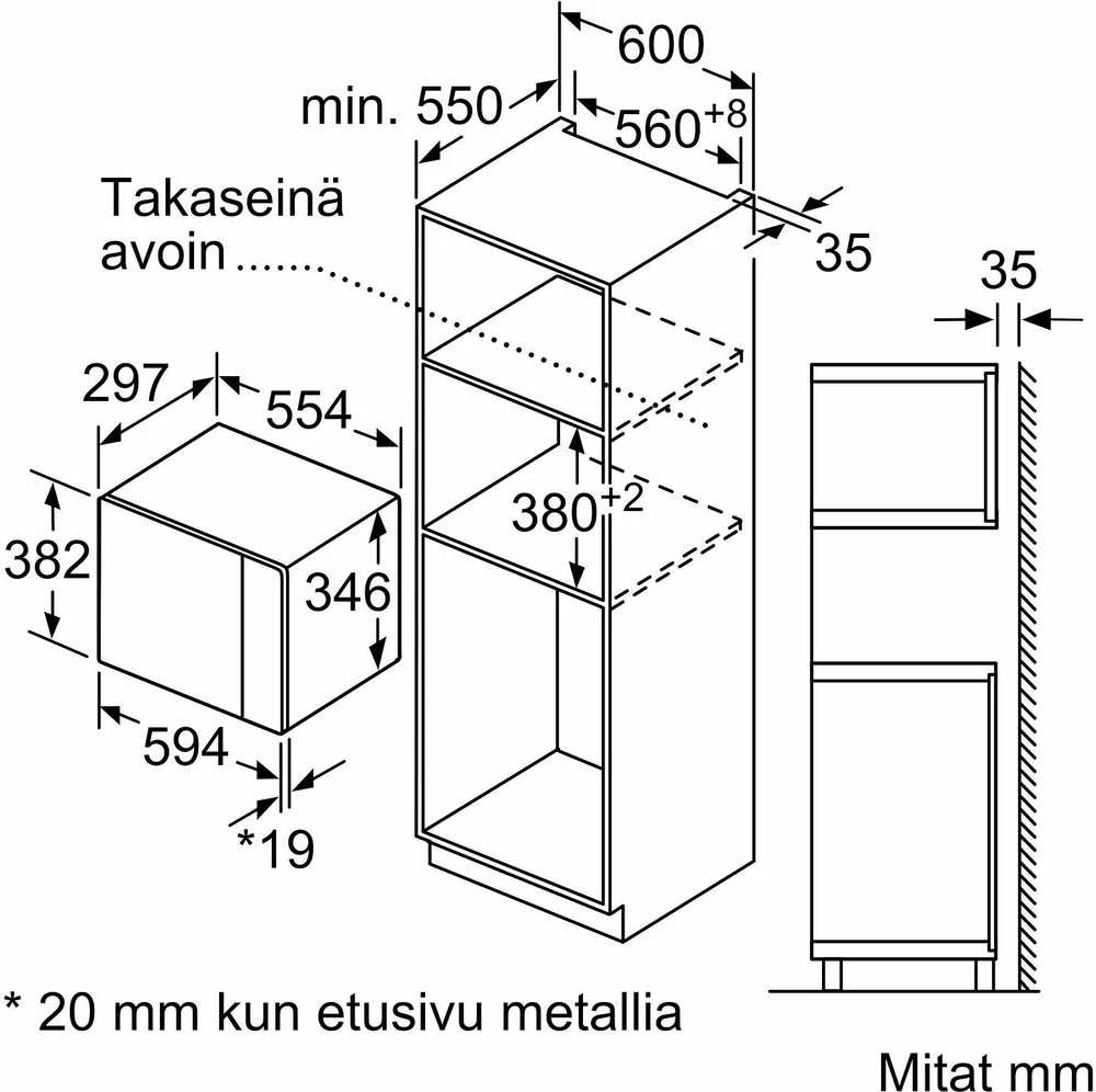 Mikrobangų krosnelė Siemens BF525LMW0 Einbau-Mikrowellengerät baltas