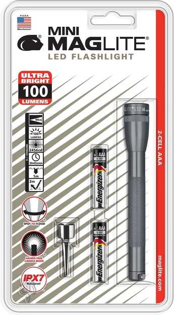 Mini Maglite AAA LED žibintuvėlis, pilkas