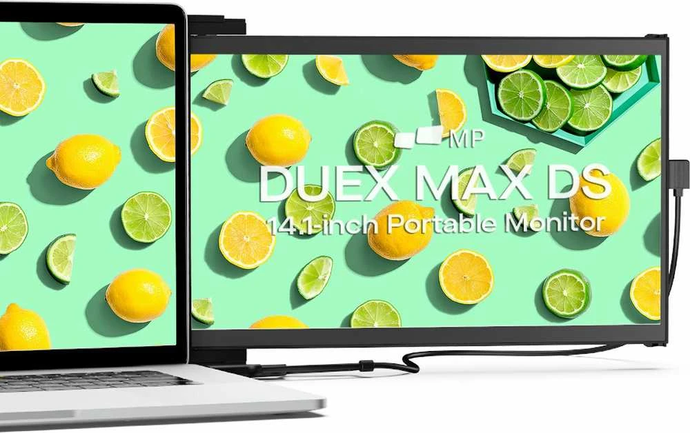 Monitorius Mobile Pixels Duex Max DS 14.1 (Juodas) FHD, 1080P IPS, Ultra Slim Nešiojamas kompiuteris